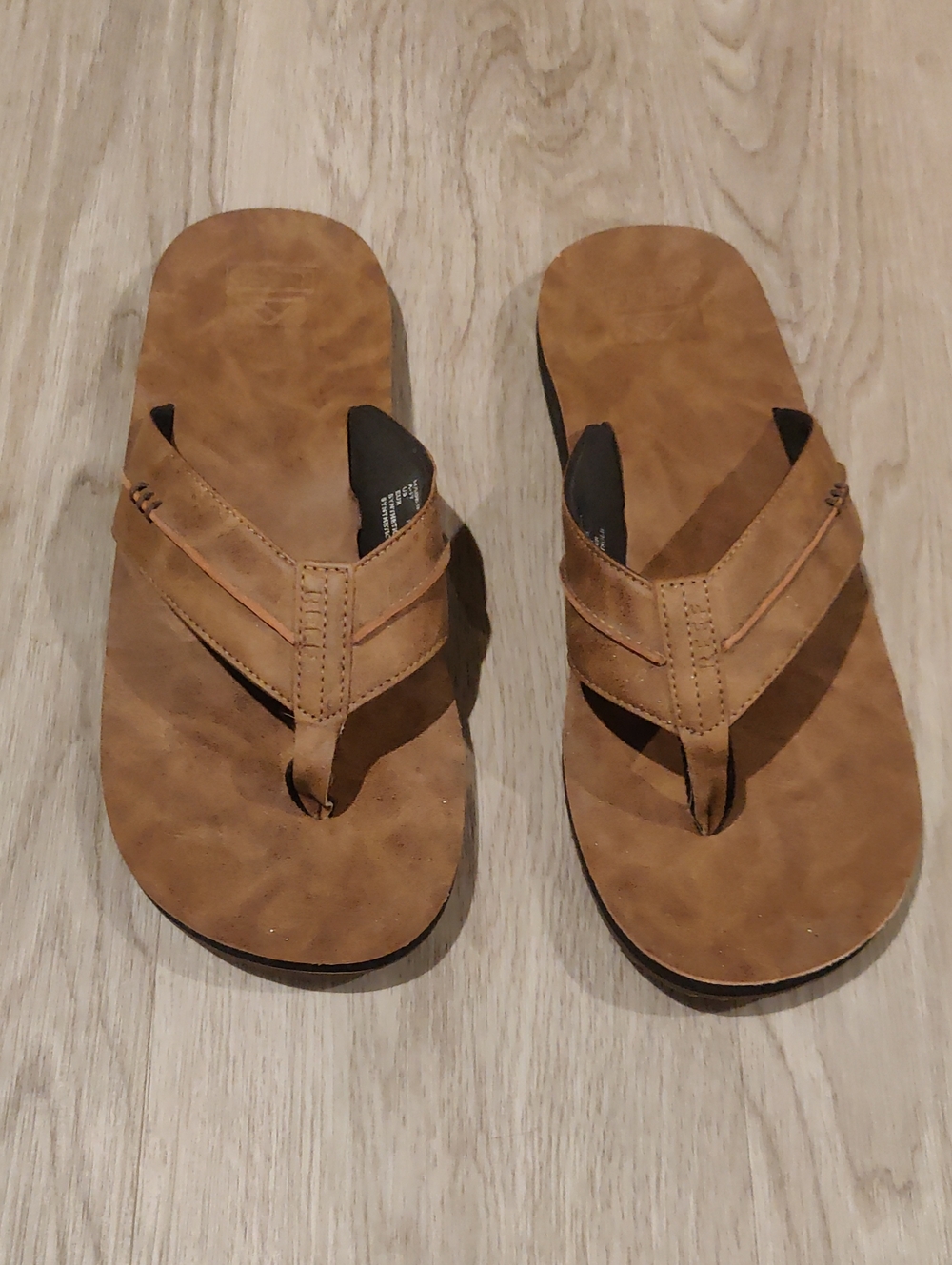 REEF Marbea Slip-On Thong Men's Brown Faux Leather-Style Flip Flop Sandals Y2K